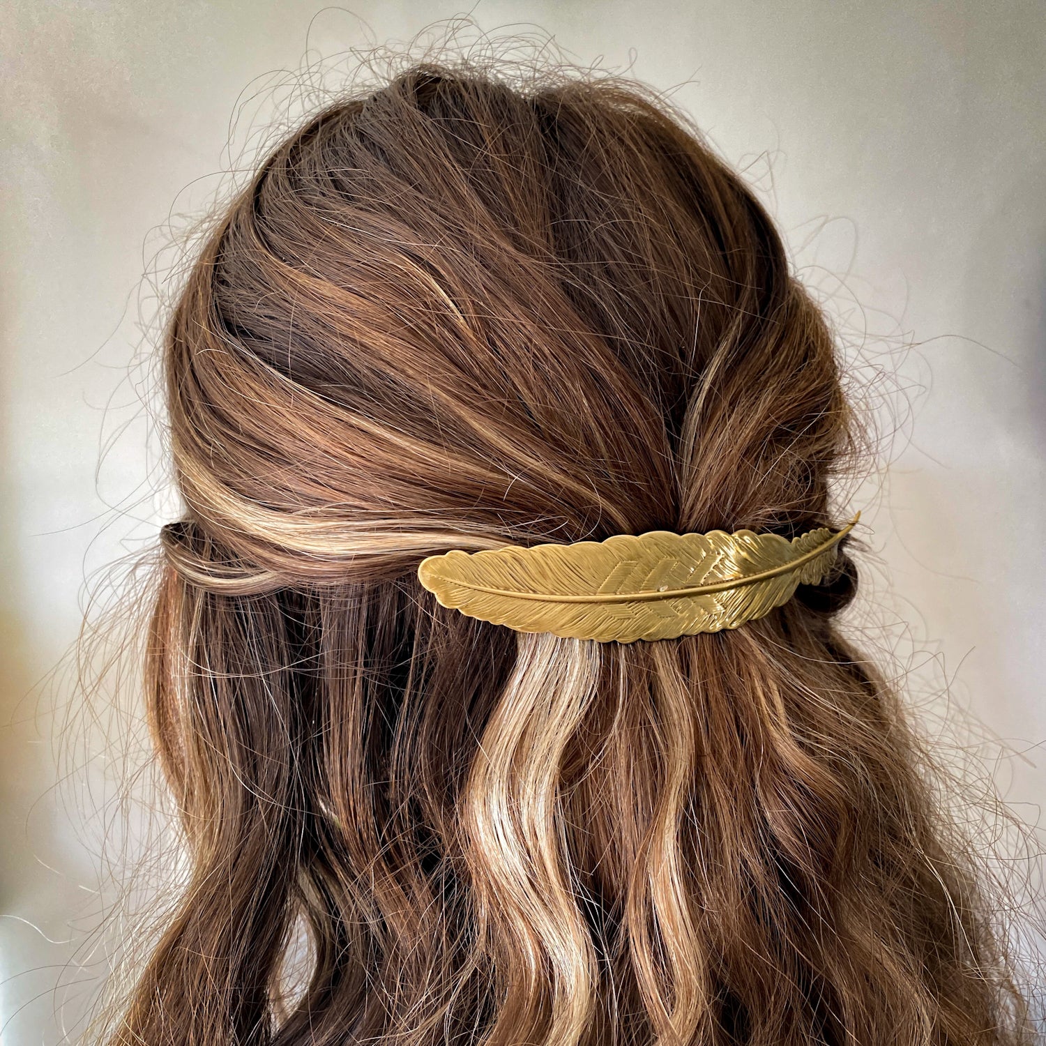 Brass Feather Hair Clip