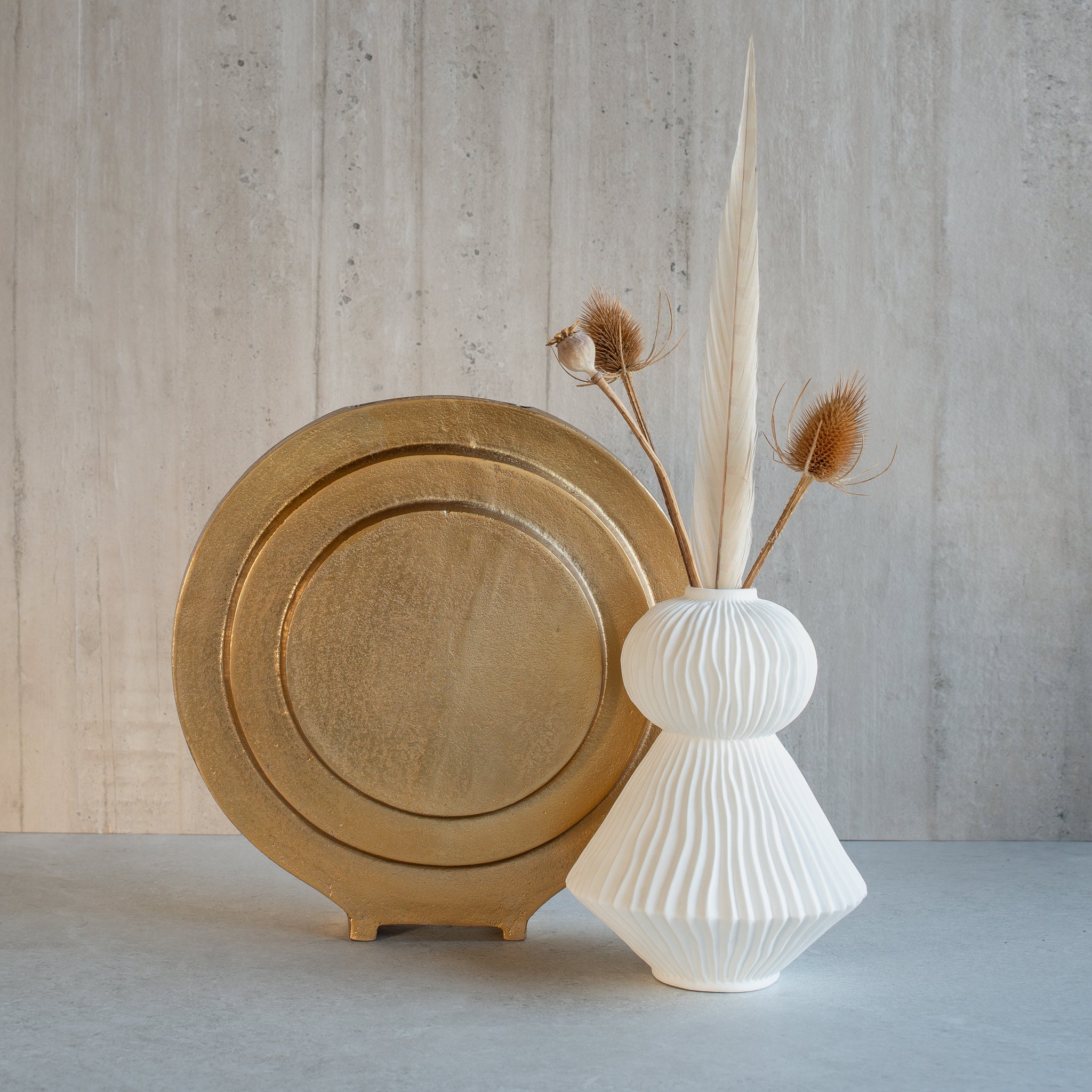Two Tier Pleated Vase | White Porcelain