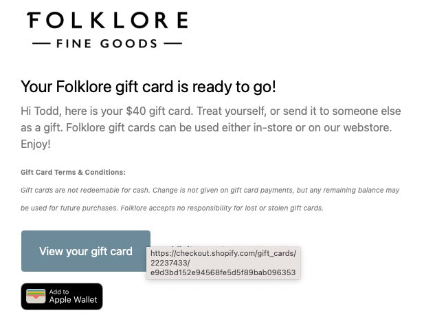 Folklore Gift Card / Voucher