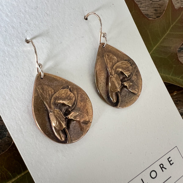 Flora Hand-Cast Bronze Earrings [J]