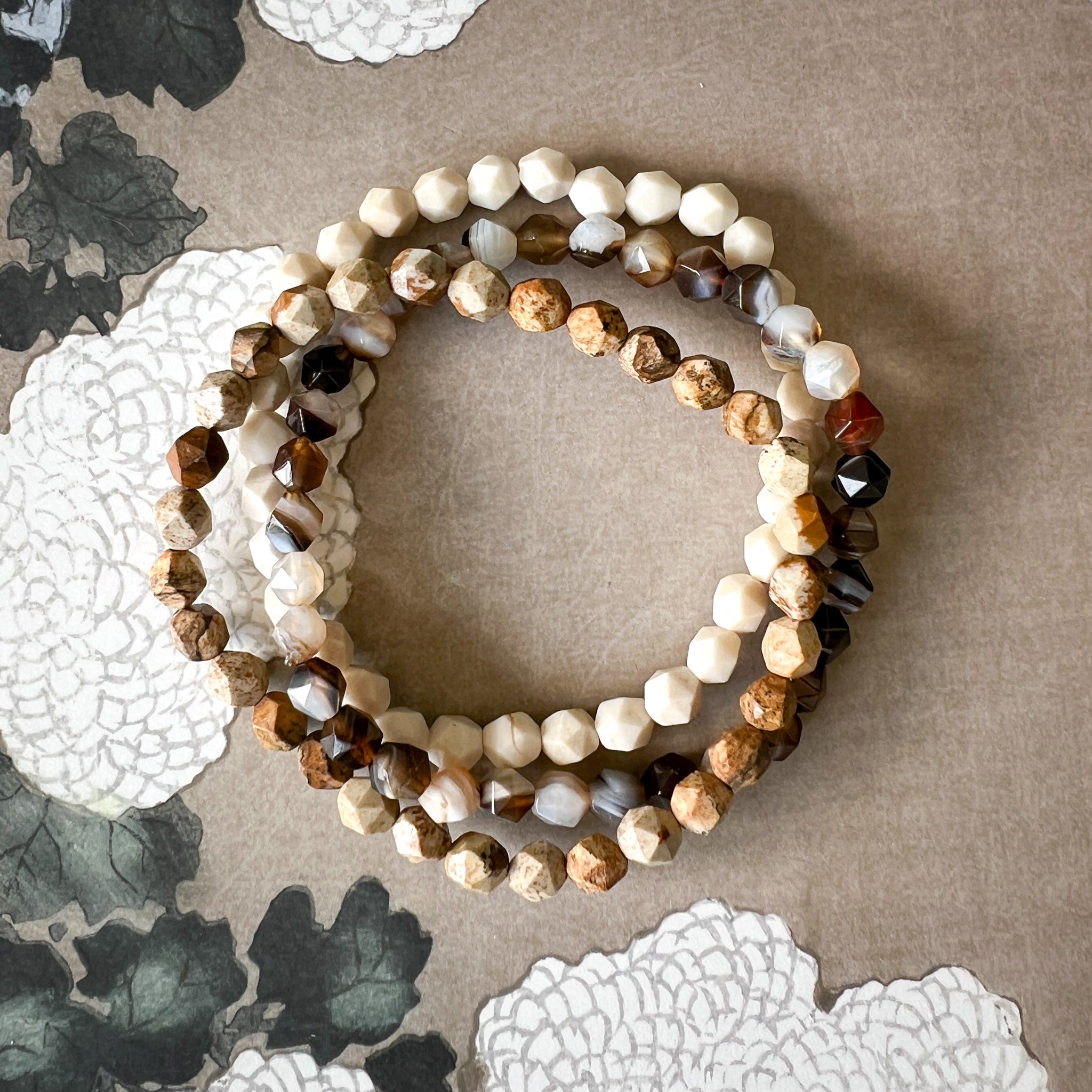 Faceted Stone Bracelet | Naturals | Set/3