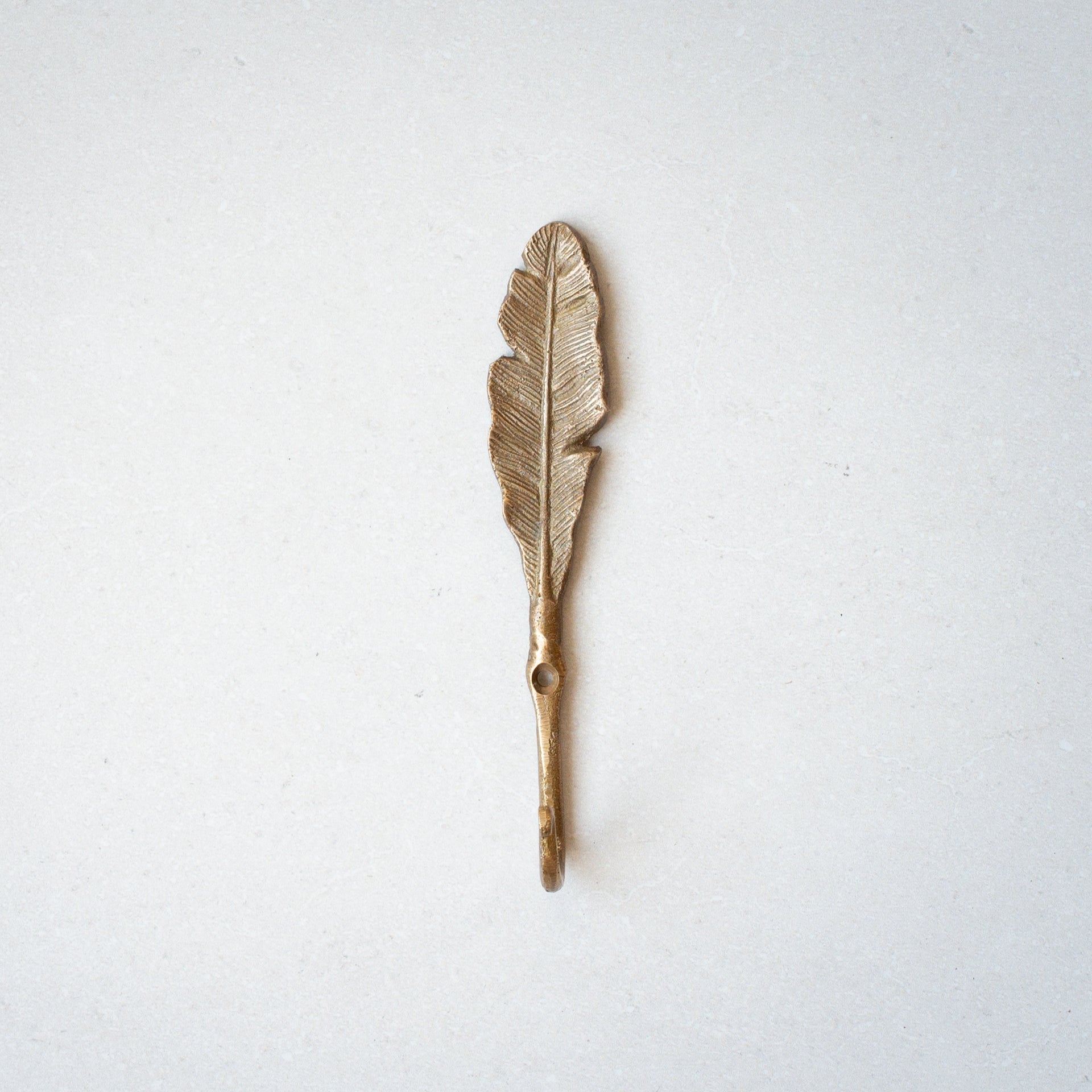 Brass Coat Hook | Feather - Antique