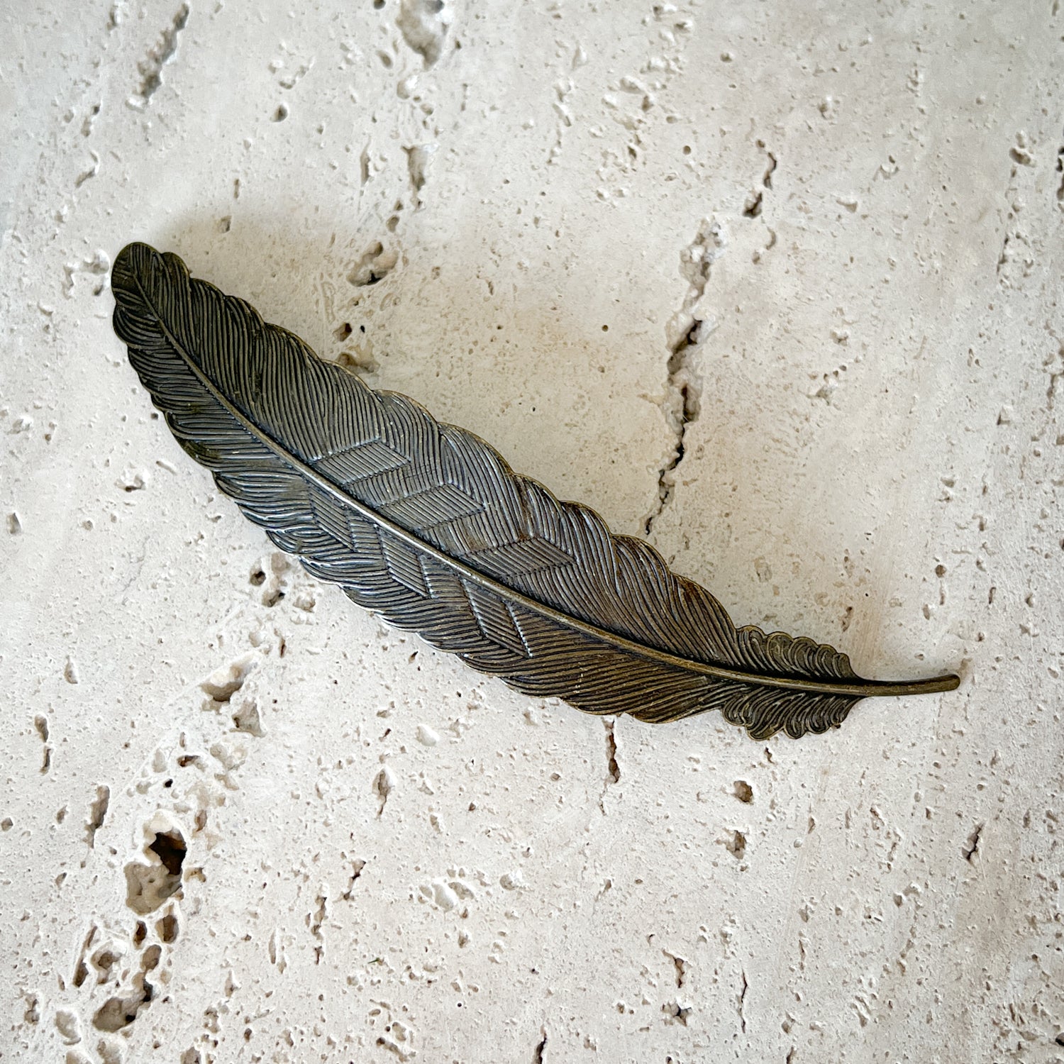 Feather Hair Clip | Antique Brass