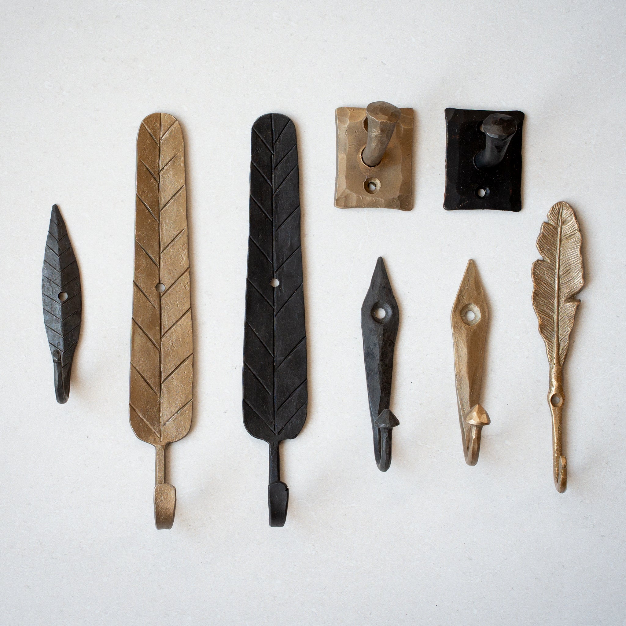 Brass Coat Hook | Feather - Antique