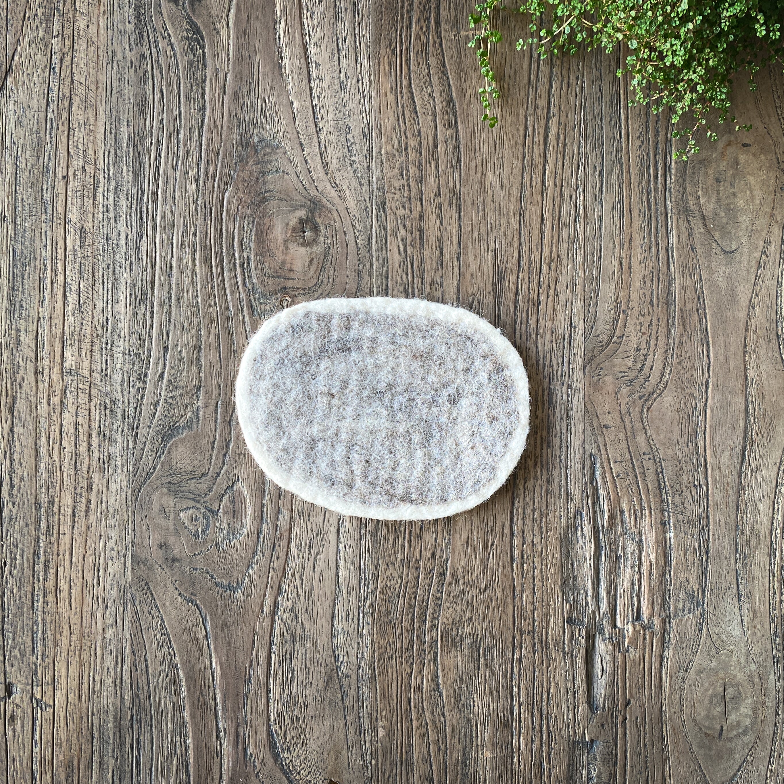 Muskhane Wool Felt Pebble Mat | Light Stone + Natural | Small