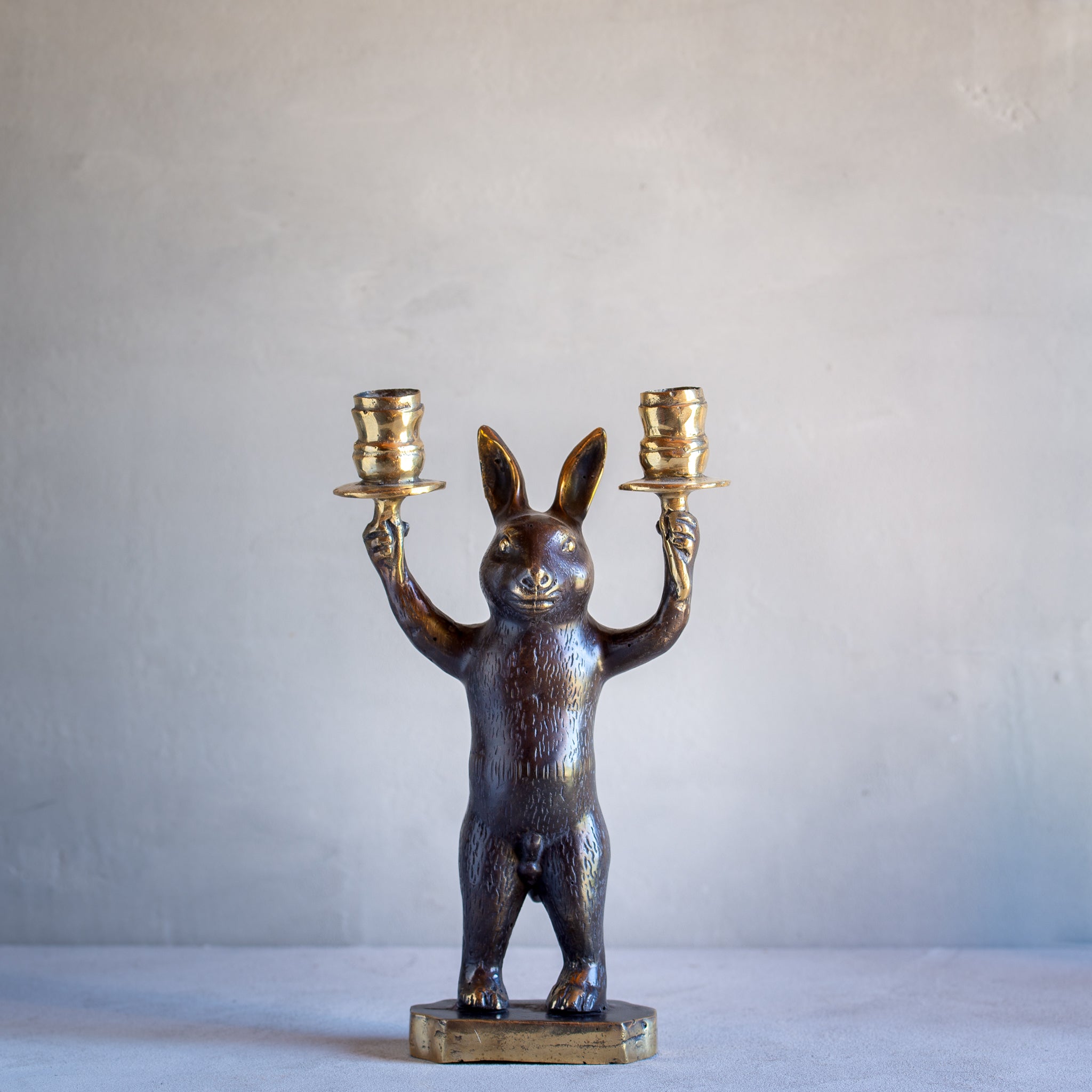 Bronze Rabbit Candle Holder