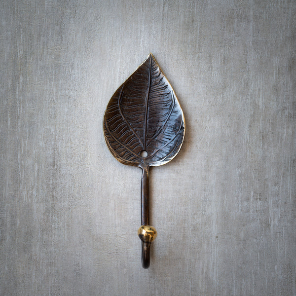 Bronze Coat Hook | Leaf - Wide Dish