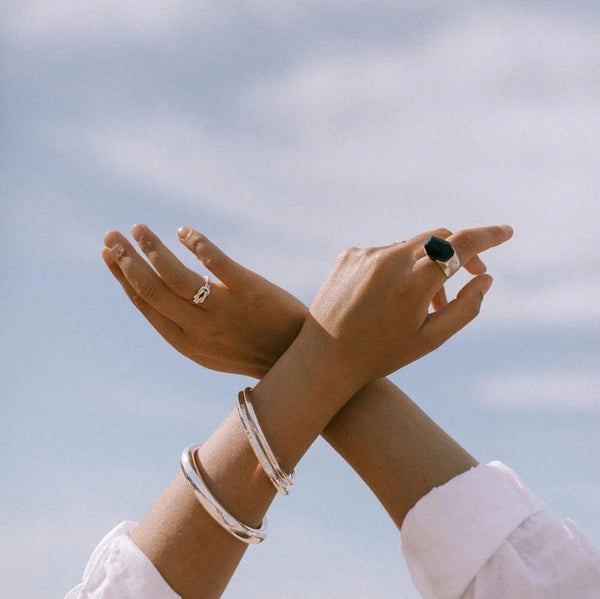 M+P | Large Faceted Onyx Ring | Silver