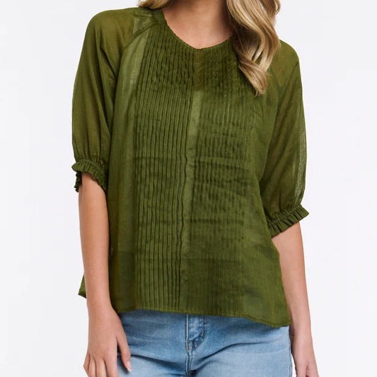 Pintuck Top | Moss Green