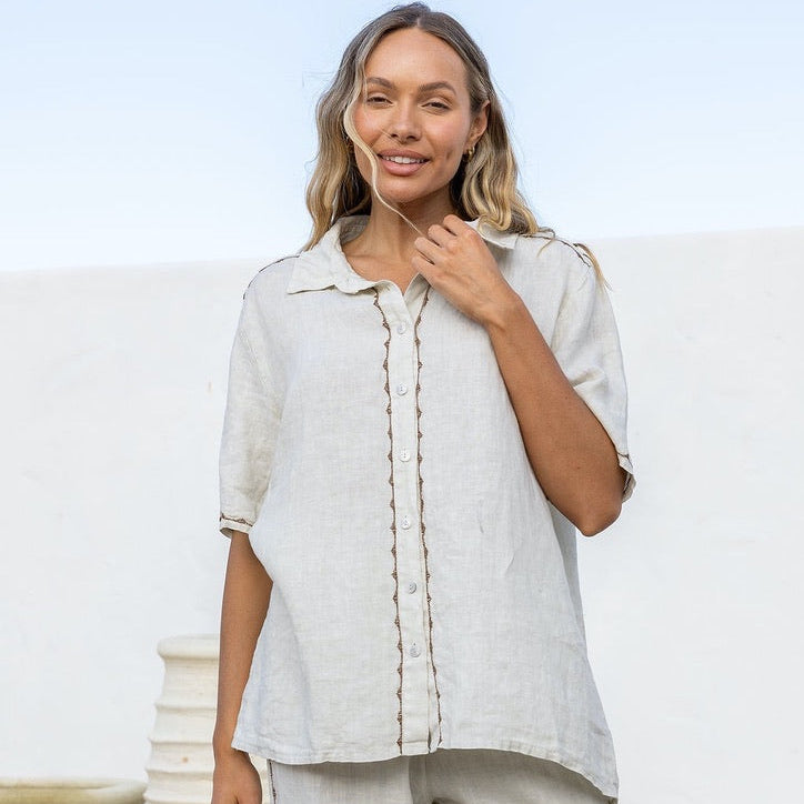 Linen Shirt | Bavero | Sand