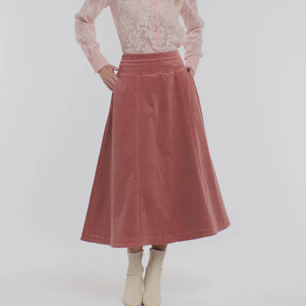 A-Line Skirt |  Dakota Cord | Tea Rose