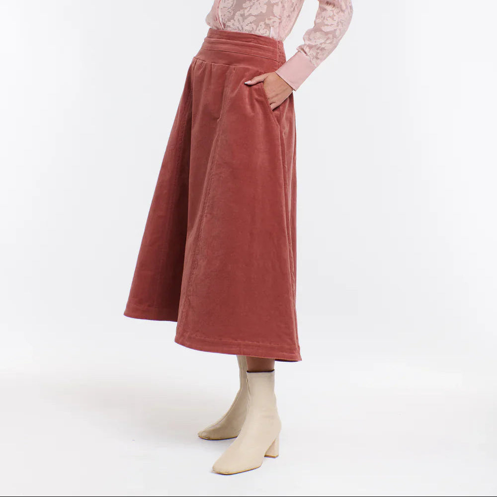 A-Line Skirt |  Dakota Cord | Tea Rose