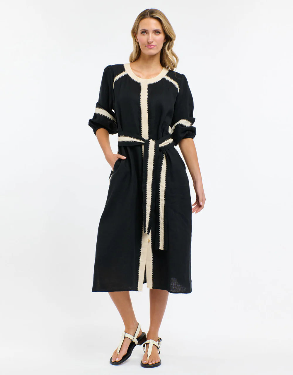 Linen Dress | Caro Resort | Black + Natural