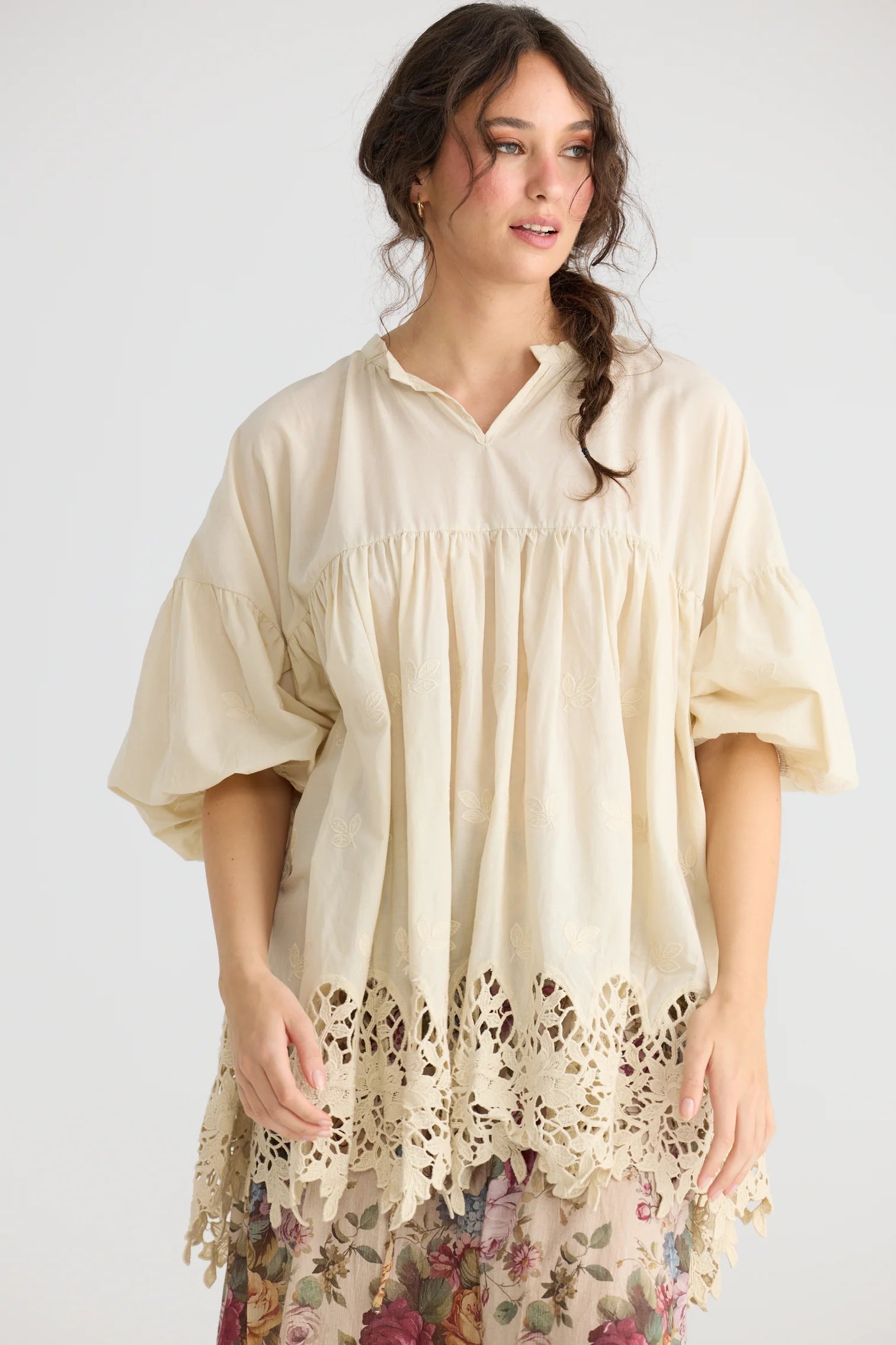 French Lace Smock | Stone