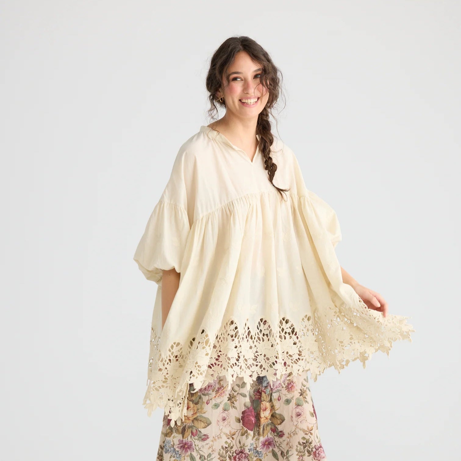 French Lace Smock | Stone