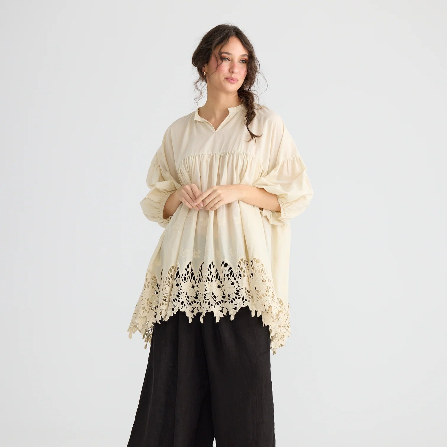 French Lace Smock | Stone