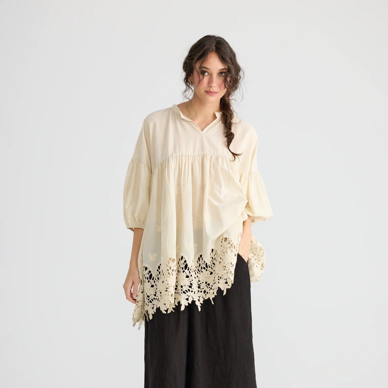 French Lace Smock | Stone