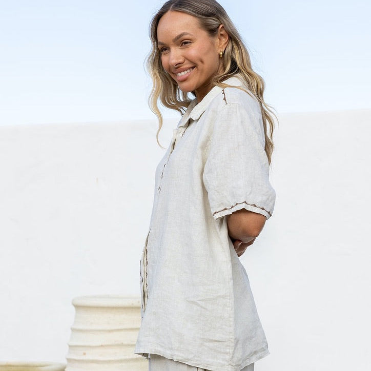 Linen Shirt | Bavero | Sand
