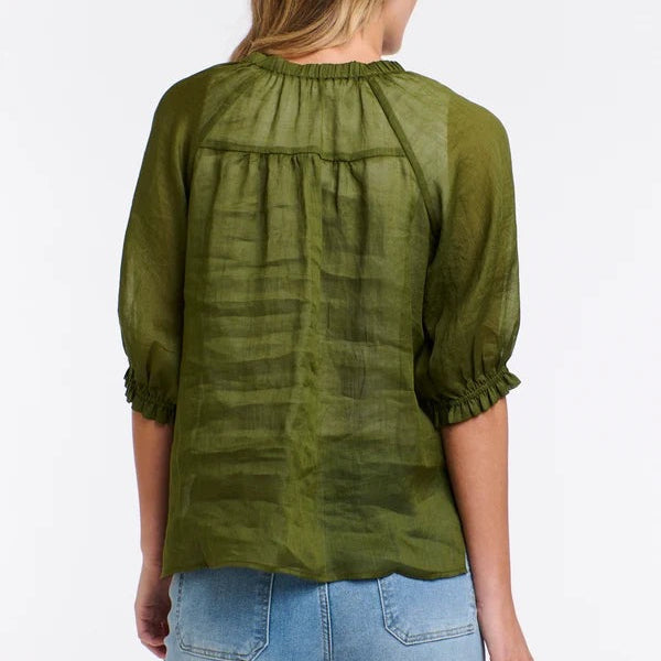 Pintuck Top | Moss Green