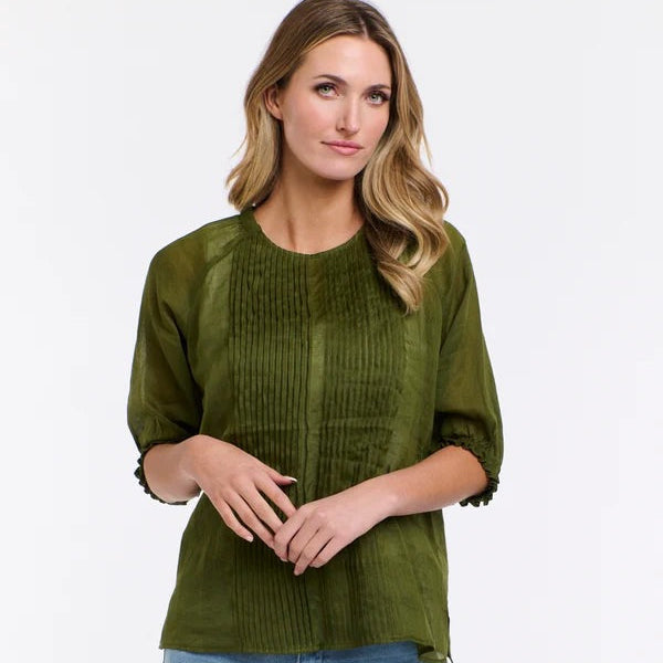 Pintuck Top | Moss Green