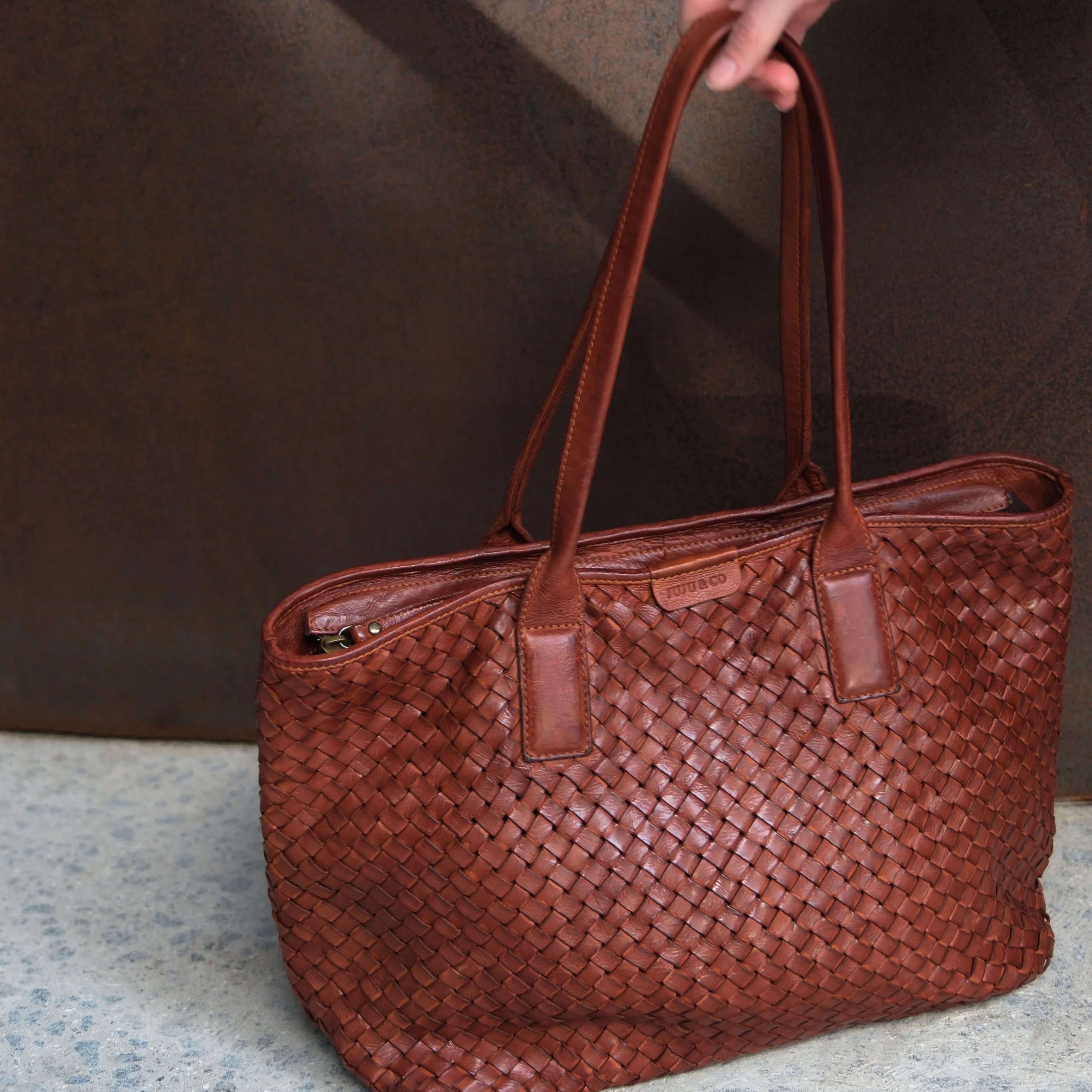 Juju & Co. | Leather Basque Tote | Amber