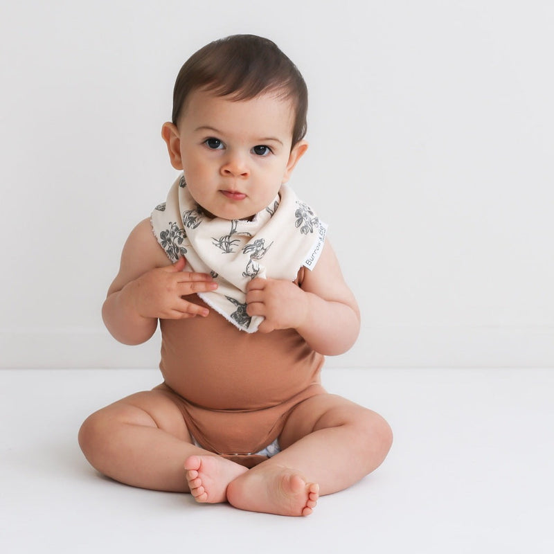 Burrow & Be | Cotton Dribble Bib | Burrowers Pattern - Almond