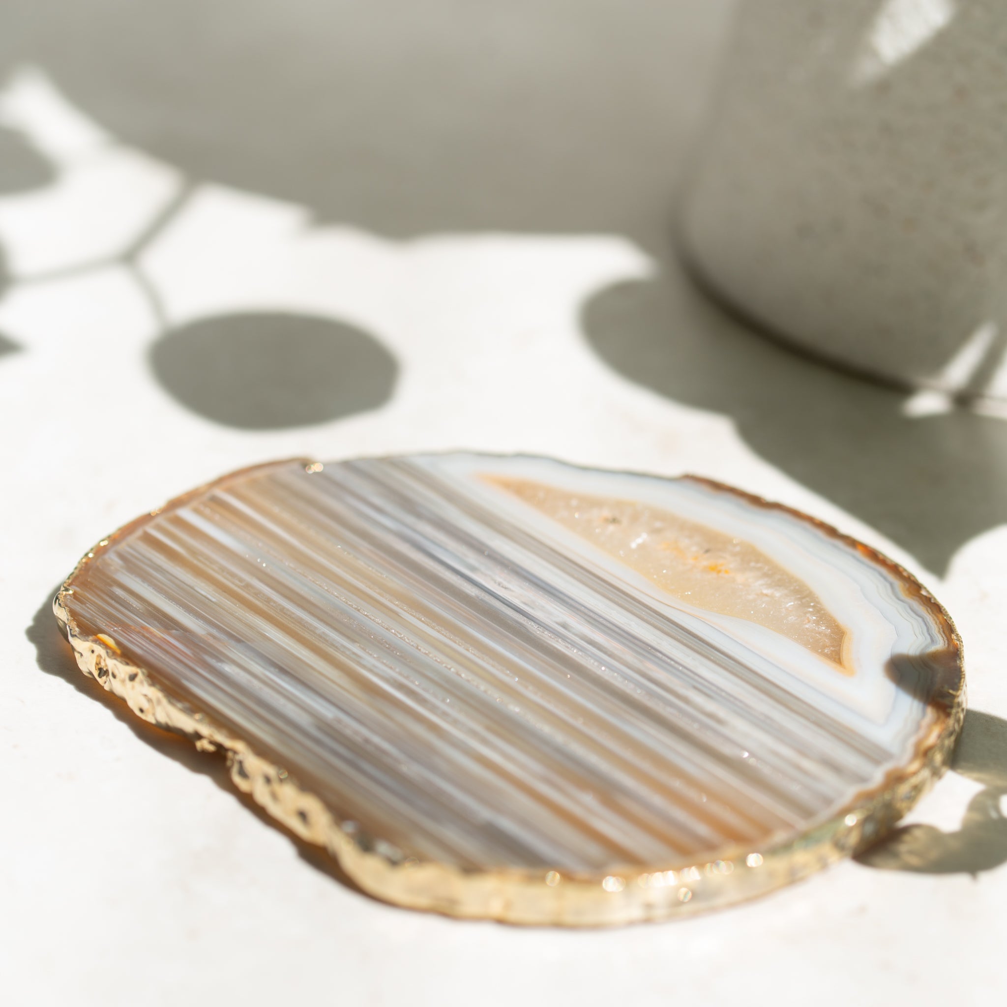 Agate Coaster | Gold Edged | E