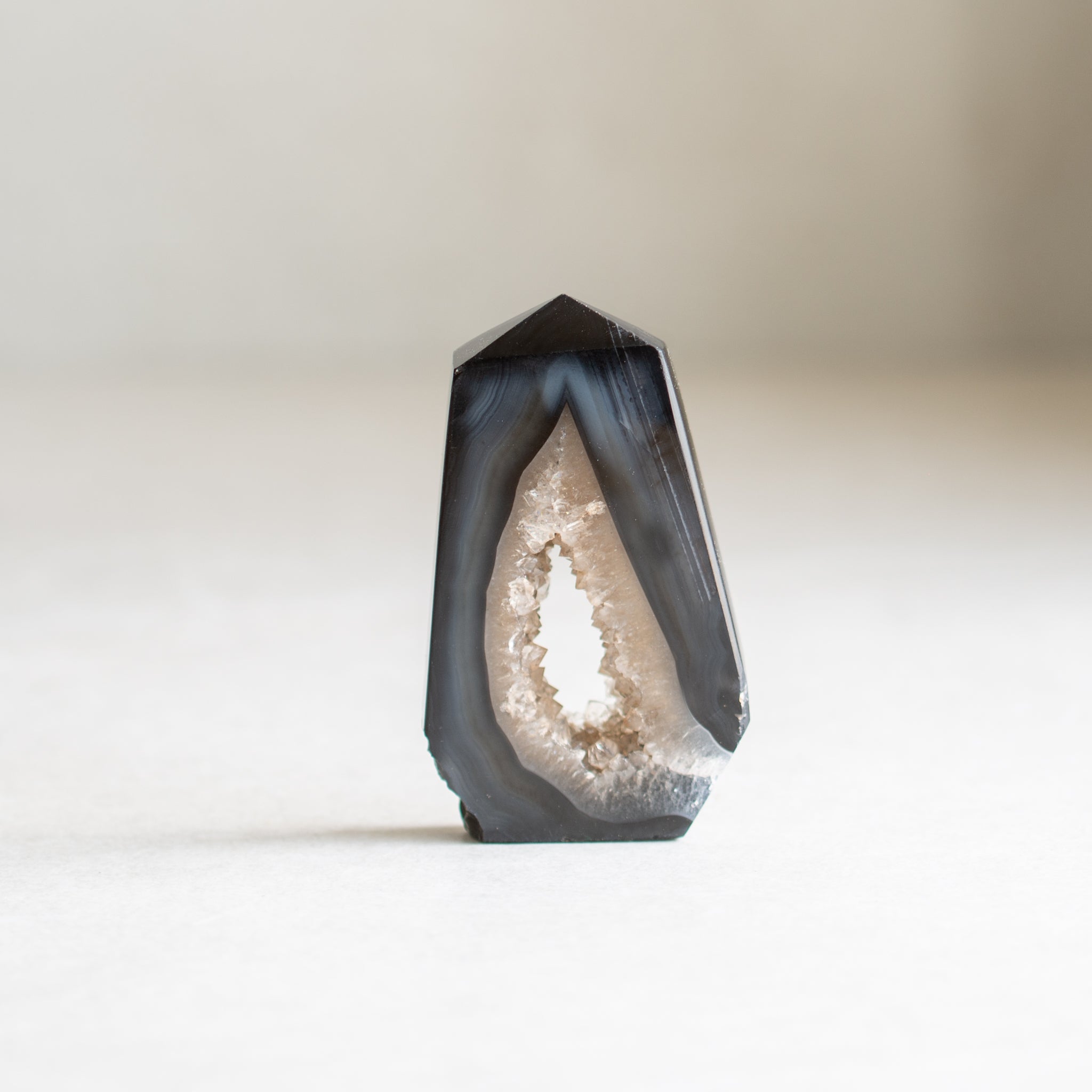 Black Agate Geode Obelisk