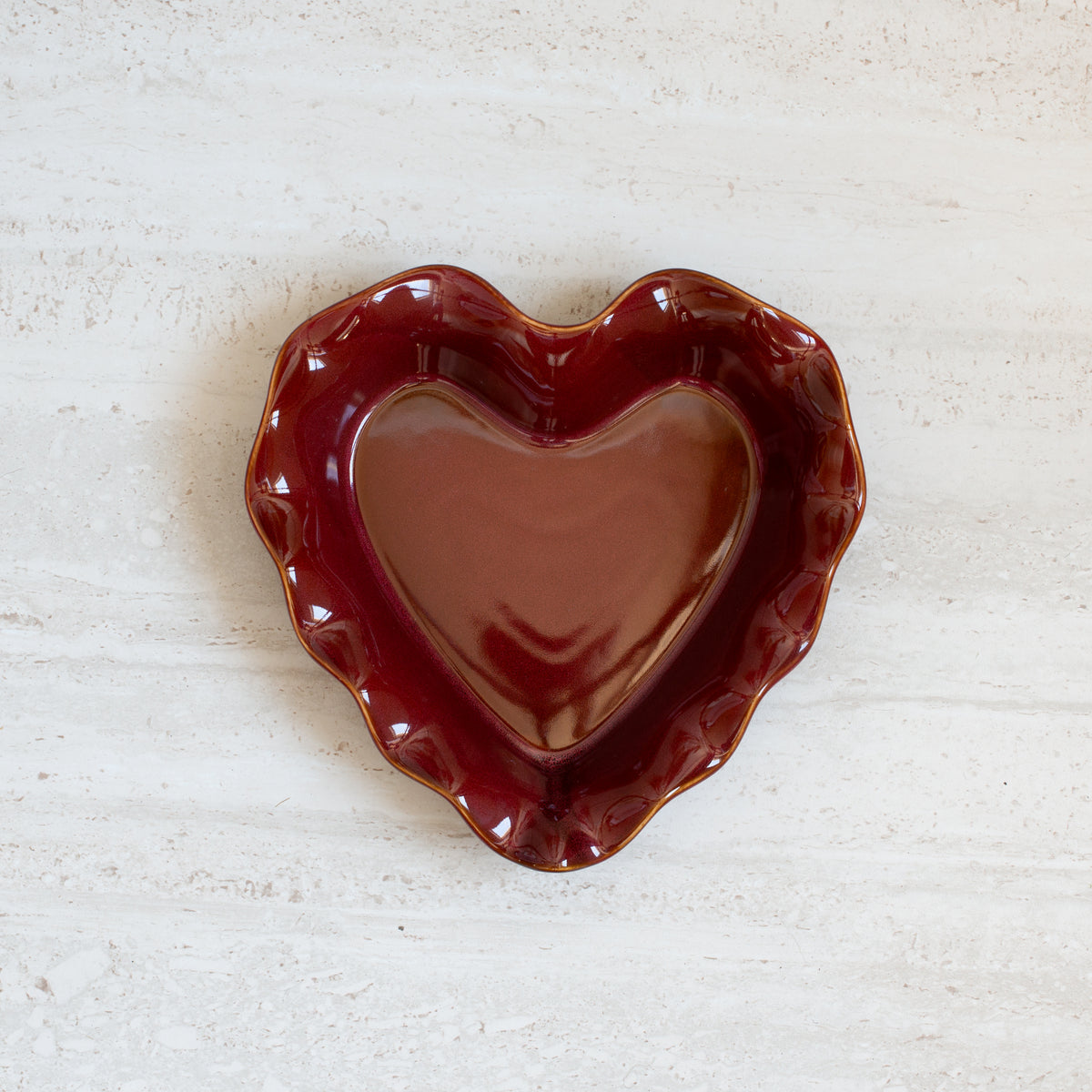 Ceramic Heart Baker | Burgundy
