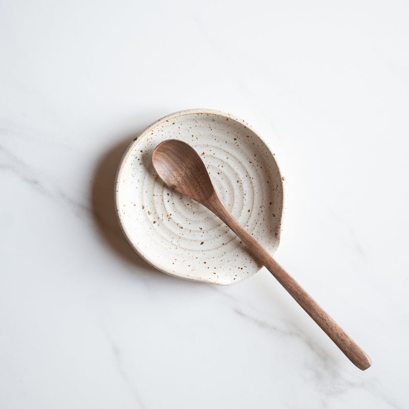 Anna Campbell | New Zealand Ceramics | Spoon Rest | Mottled White