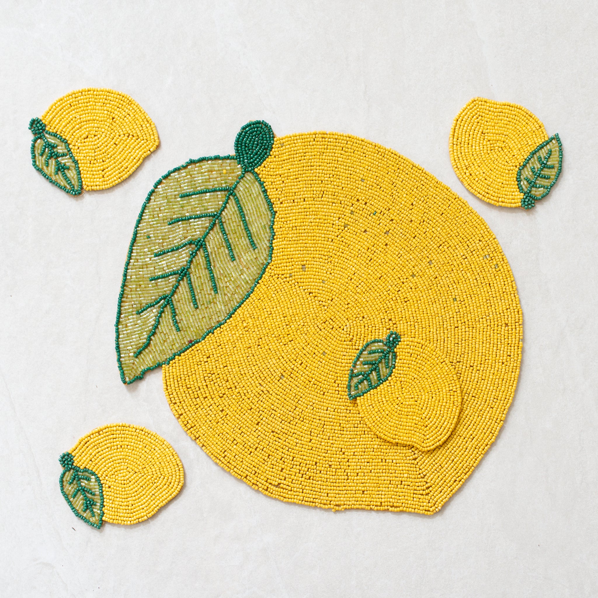 Beaded Coaster | Set of 4 | Lemon