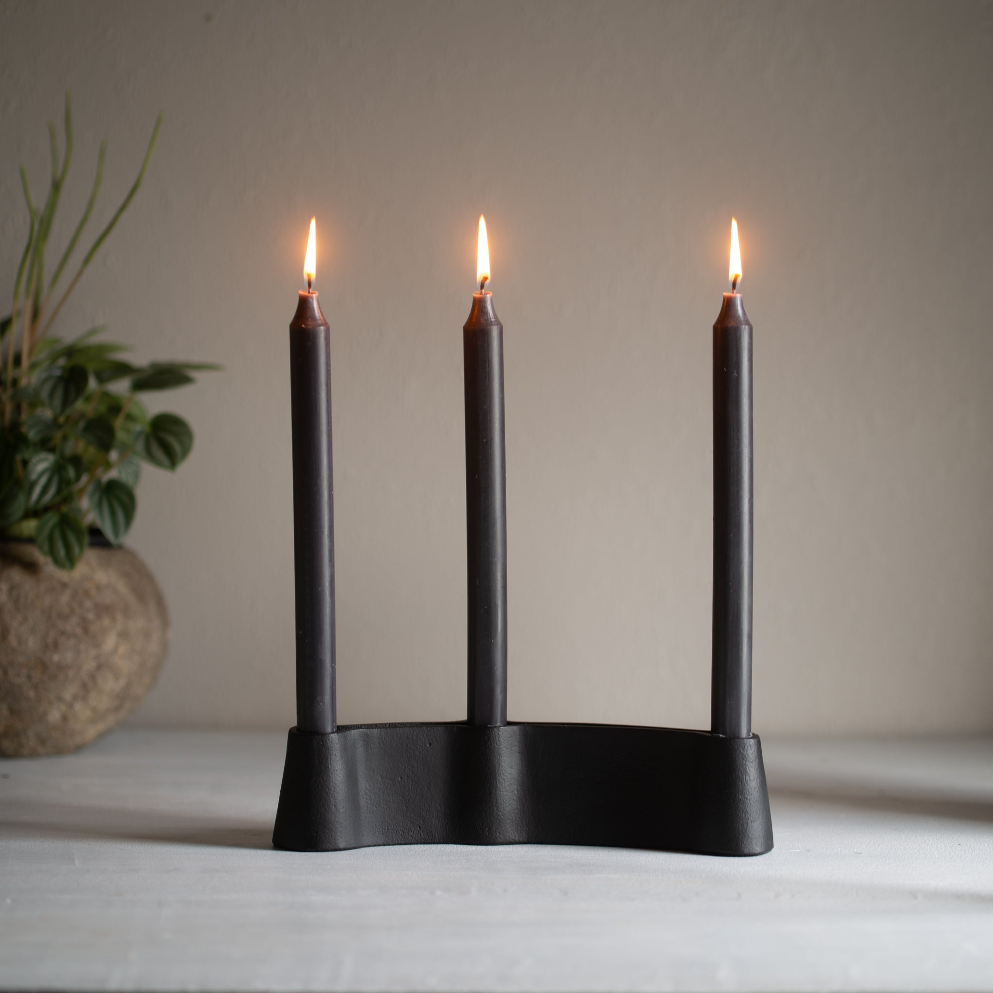 Candle Holder Triple | Channel | Black