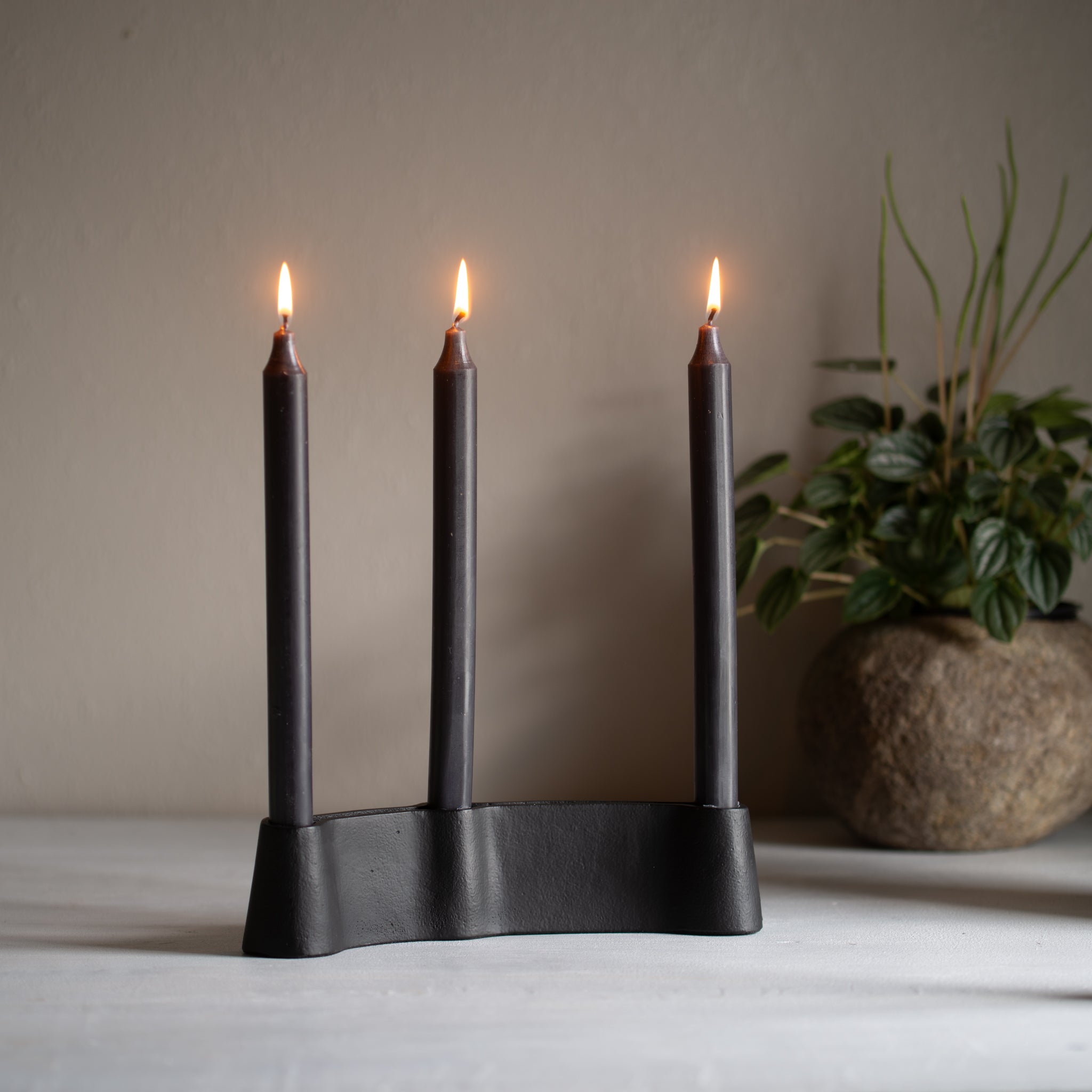 Candle Holder Triple | Channel | Black
