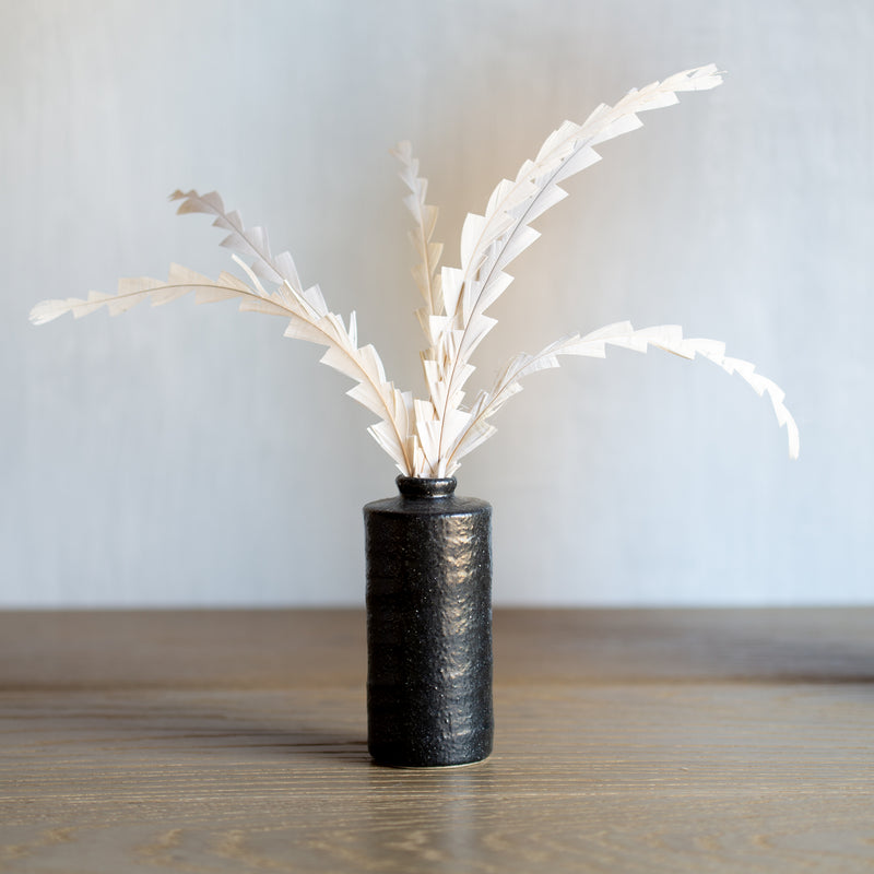 Japanese Ceramics | Black Bud Vase | Rectangle