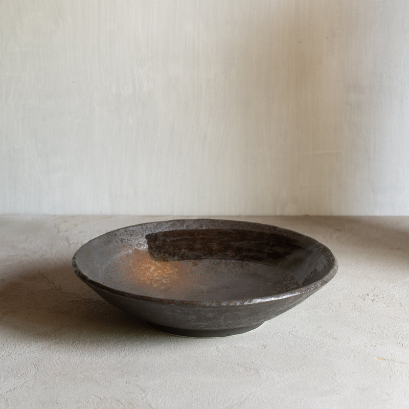 Japanese Ceramics | Black Brushstroke Shallow Bowl