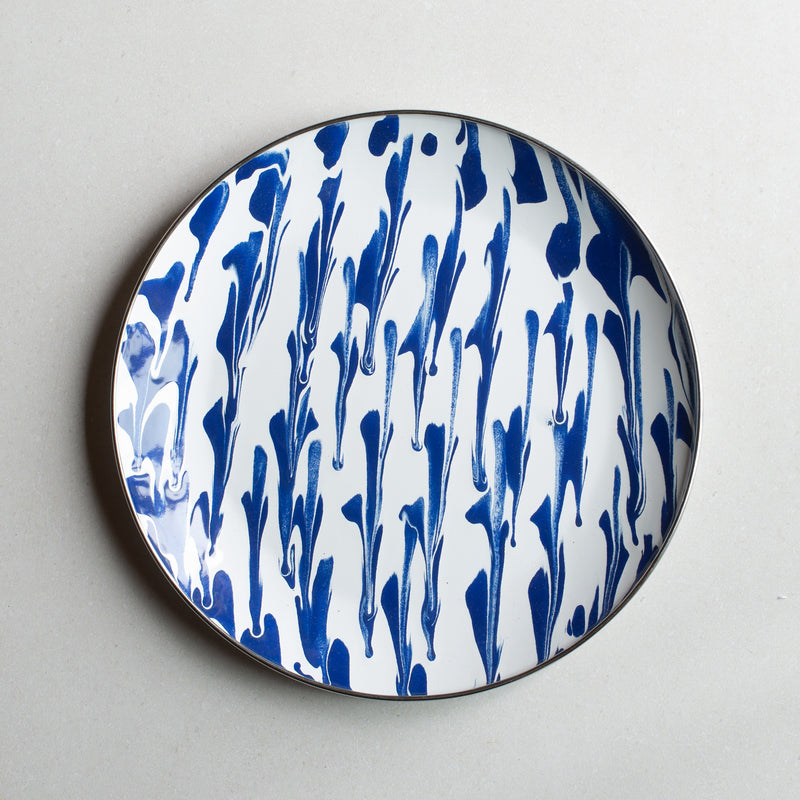 Enamel Plate | Blue Splatter Drops | Large