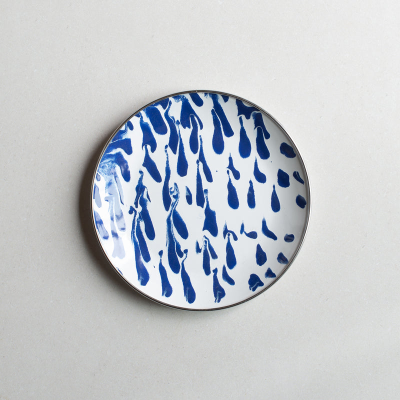 Enamel Plate | Blue Splatter Drops | Medium