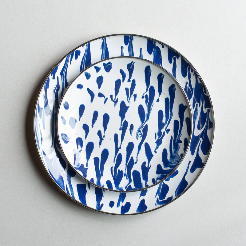 Enamel Plate | Blue Splatter Drops | Medium