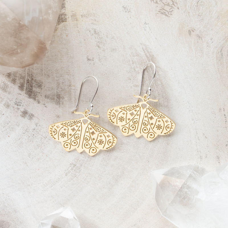 Sterling Silver + Brass Earring | Moth