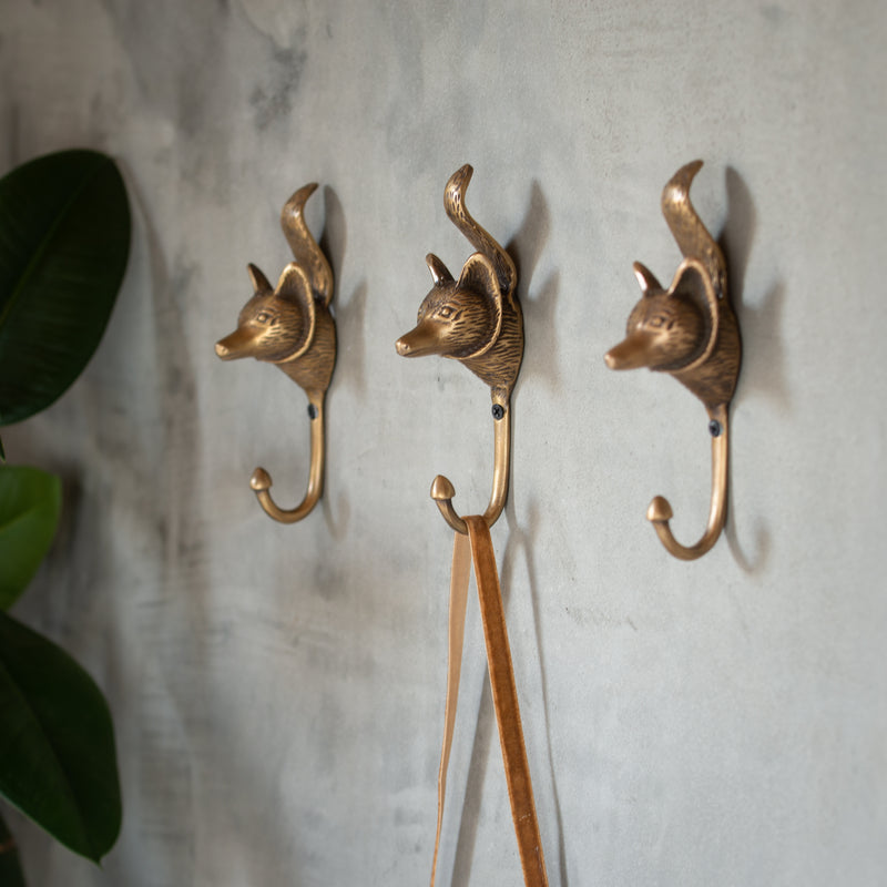 Brass Fox Hook NZ Coat Hook Necklace Hook Towel Hook