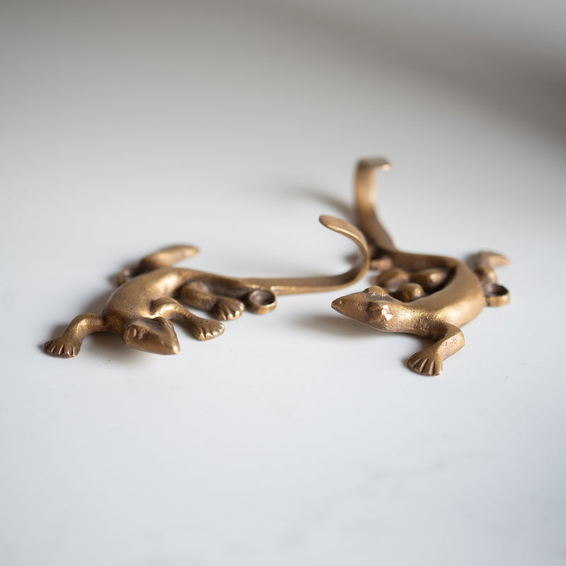 Brass Hooks | Pair of Geckos | Short