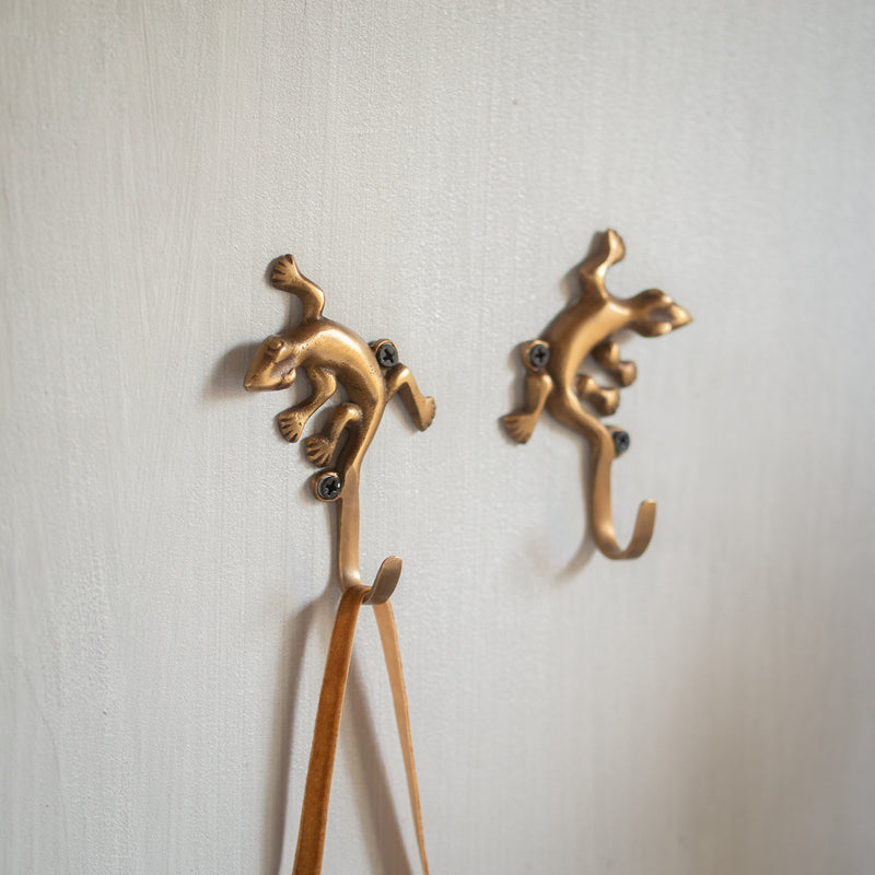 Brass Hooks | Pair of Geckos | Short