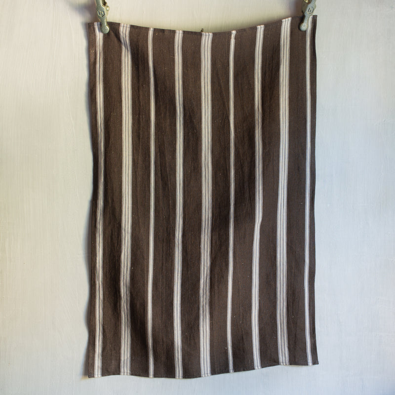 Linen Tea Towel | Brown Stripe