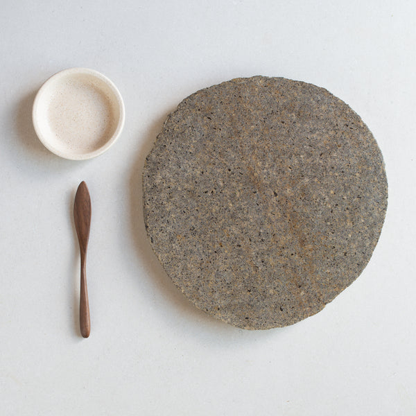 Bundle | Natural Stone Plate + Condiment Dish + Walnut Spreader