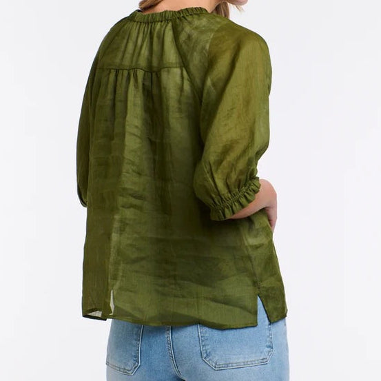 Pintuck Top | Moss Green