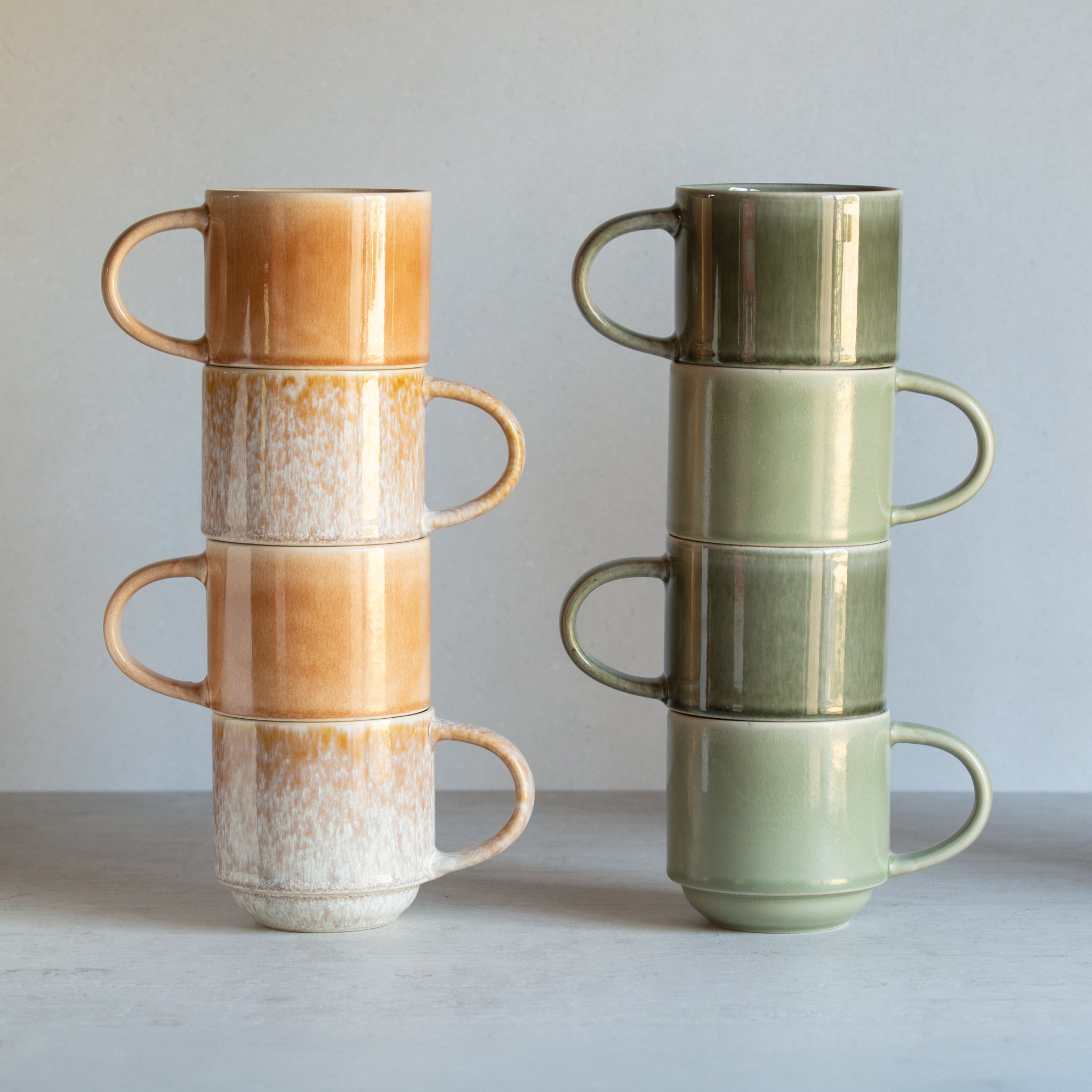 Calla Mugs | Set of 4 | Green Smoke