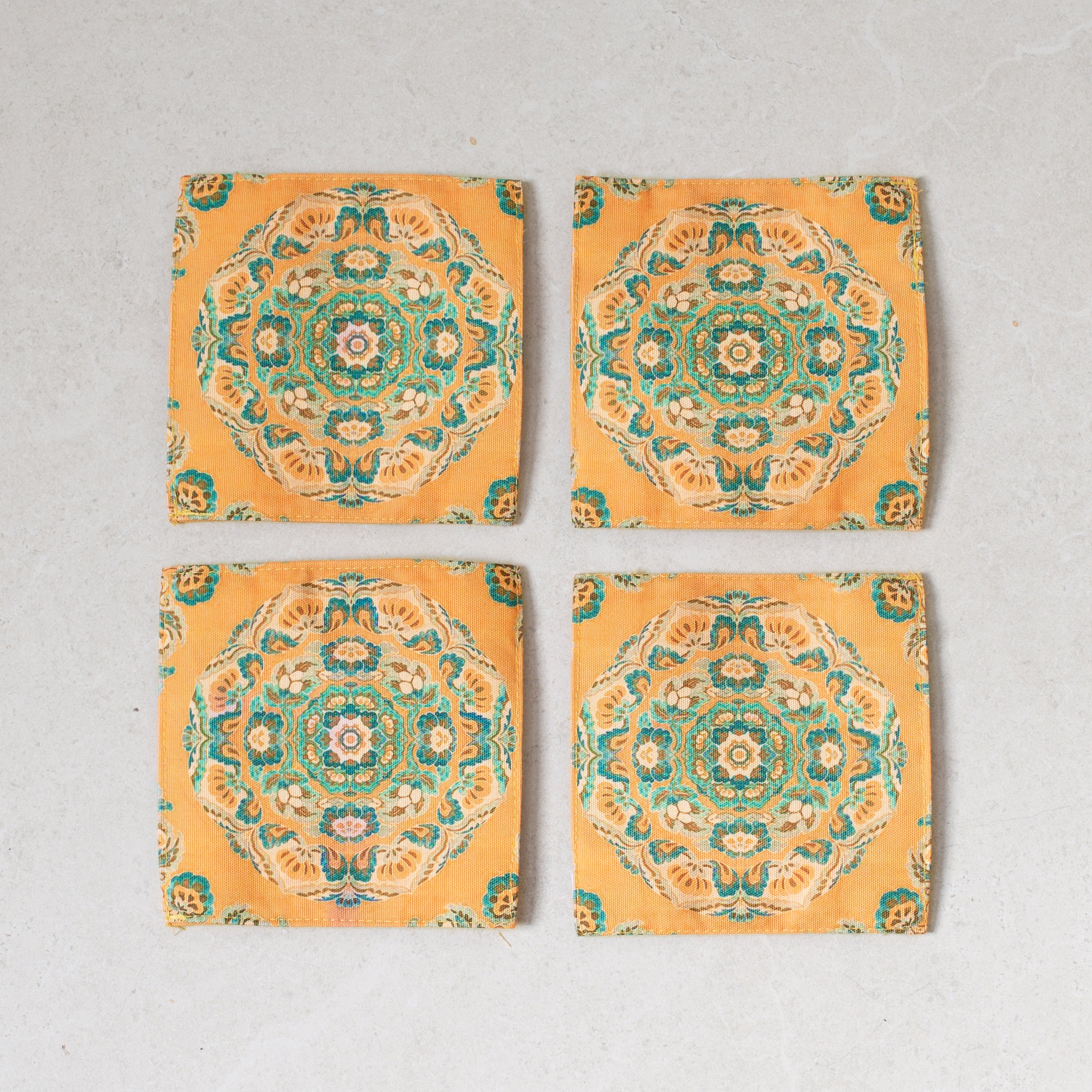 Canvas Coaster | Gold Chinoiserie | Set/4