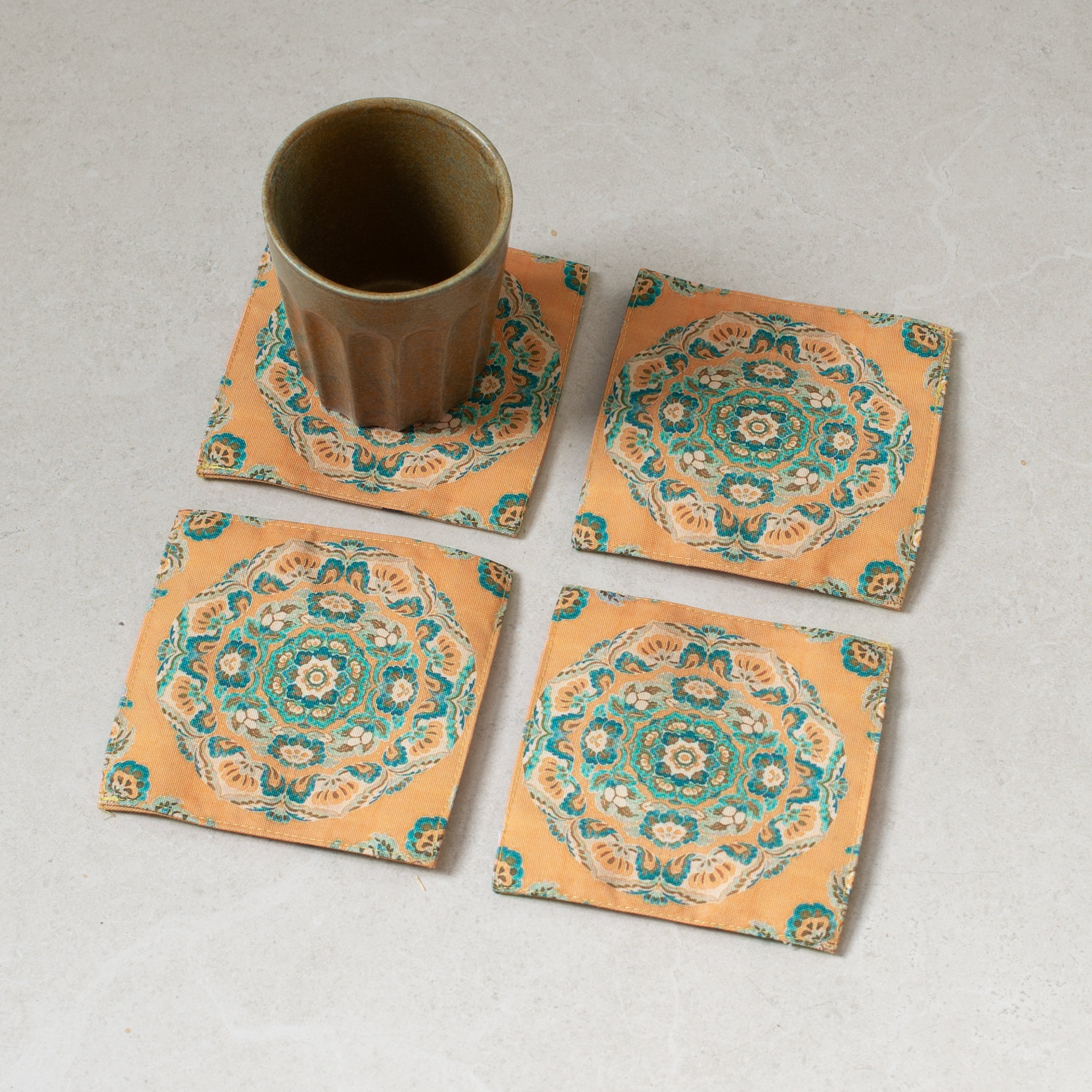 Canvas Coaster | Gold Chinoiserie | Set/4