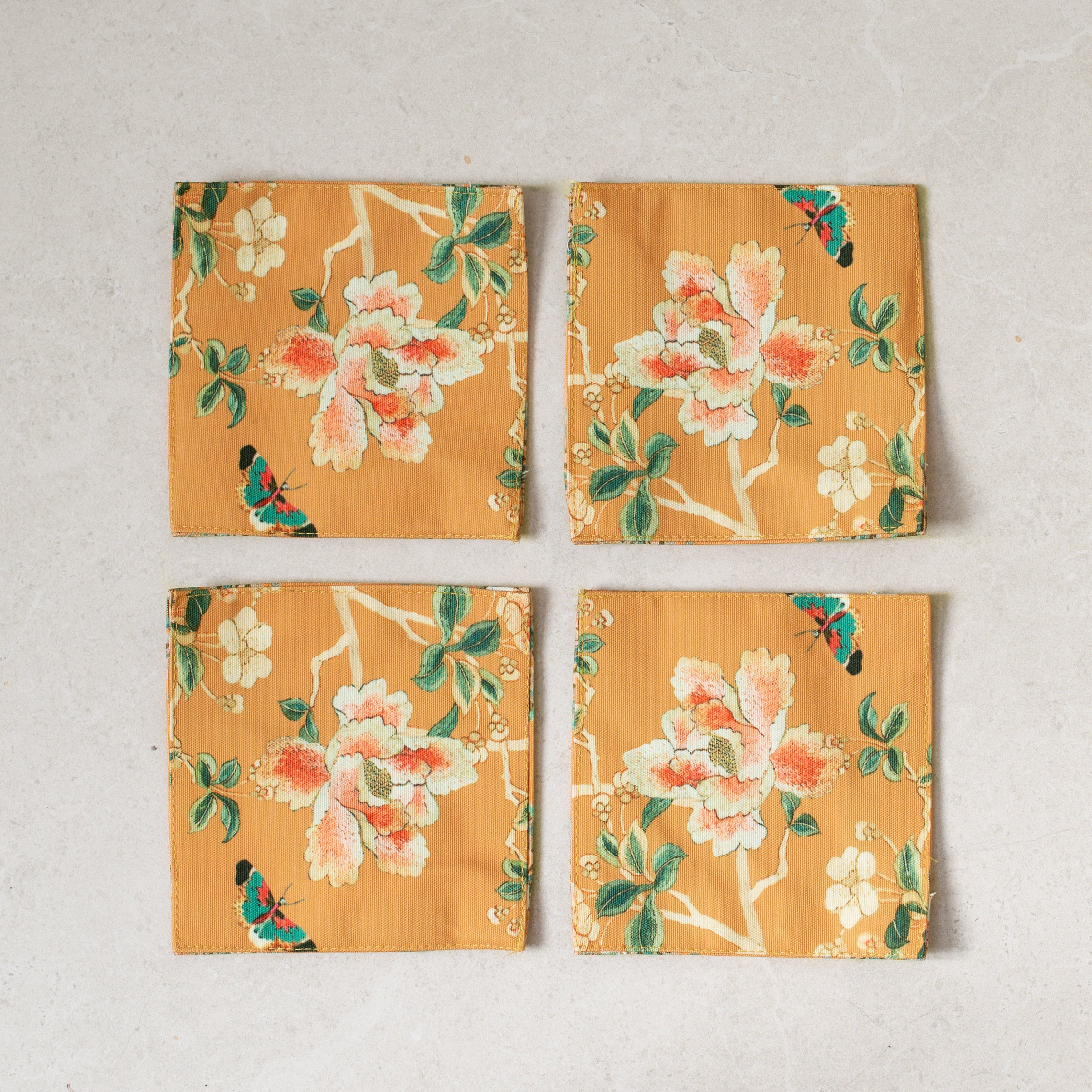 Canvas Coaster | Gold Chinoiserie | Set/4