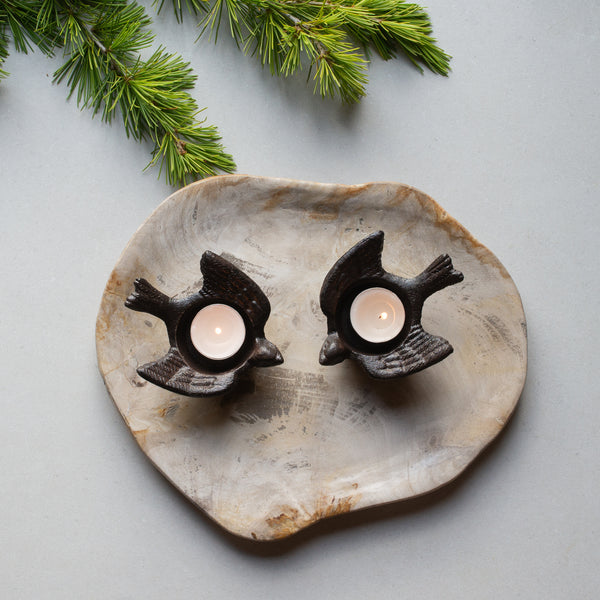 Cast Iron Bird Tea light holders | Set of 2